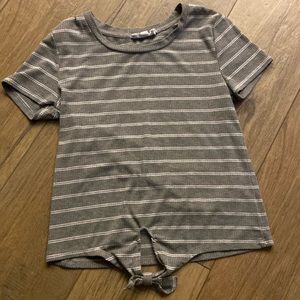 Stripped gray and white t-shirt